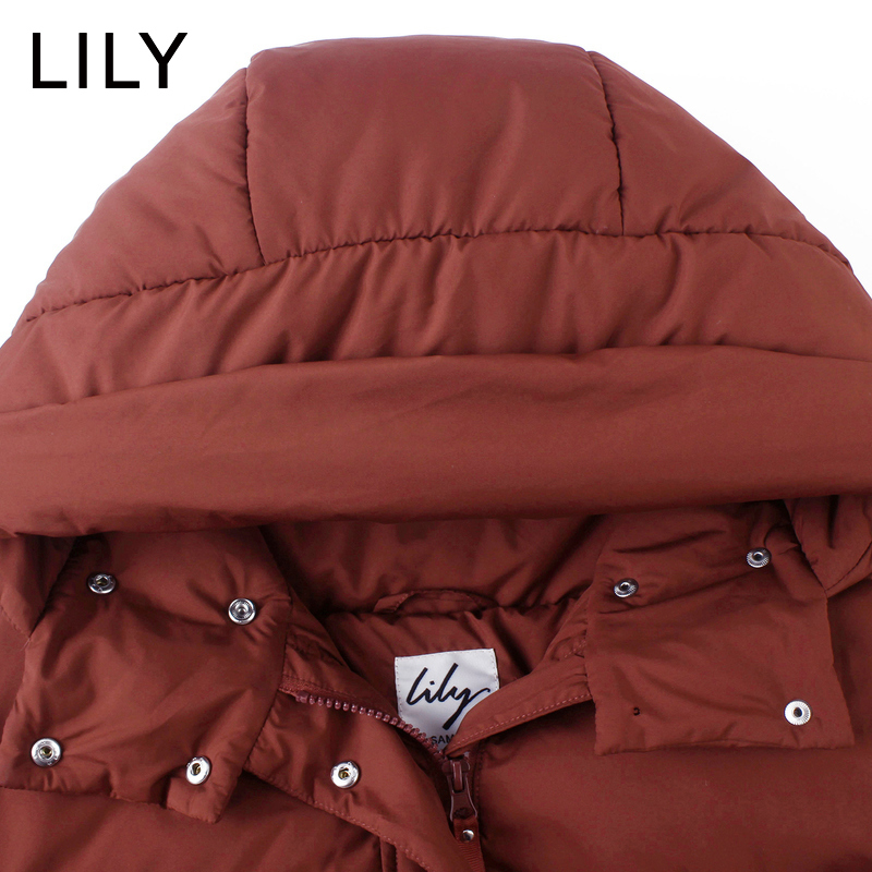 LILY2019 Winter New Goose xuống Windre đặt thương hiệu ngắn Bánh mì dày xuống áo khoác nữ 119420D3149