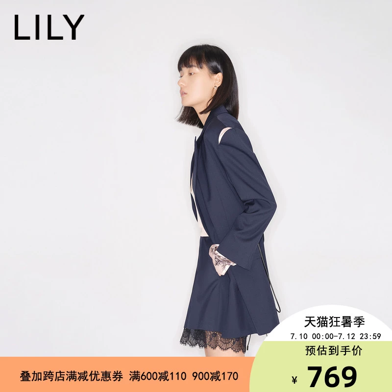 LILY2020 mùa hè mới của phụ nữ khâu in vai lỏng phù hợp với áo khoác nhỏ 120220C2150 - Business Suit