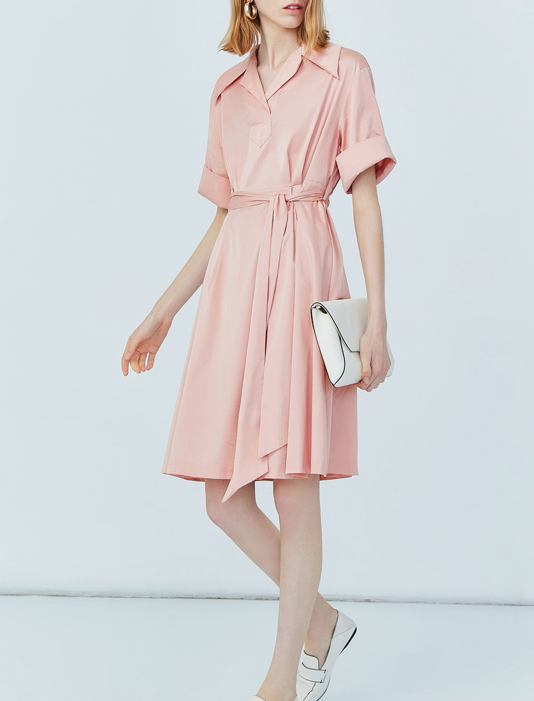 Lily2019 mùa hè mới cho phụ nữ Áo thun cotton tay ngắn A-line 119250C7584 - Váy eo cao 	váy eo con kiến	