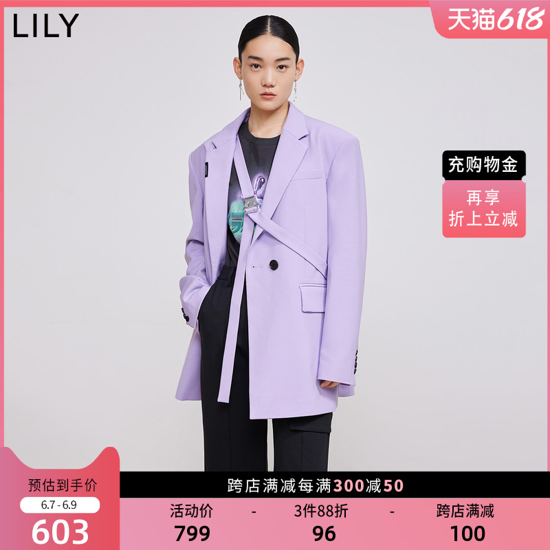 (Mall same section) LILY2022 Spring new women's clothing small crowdsourced fashion asymmetrical belt suit jacket