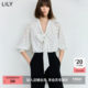 LILY commuter ແຂນສາມສ່ວນສີ່ chiffon polka dot ຝຣັ່ງ