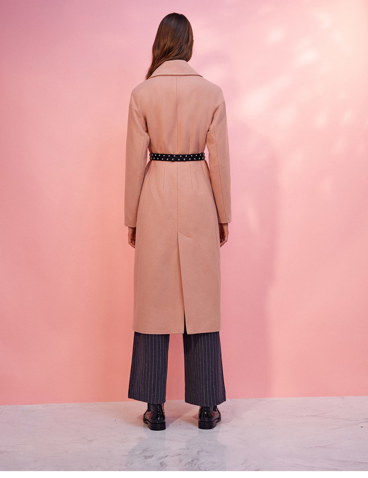 103Lily Winter New Women Màu áo liền thân Thắt lưng Eo dài Dài Áo len dài đến đầu gối áo dạ măng tô nữ đẹp