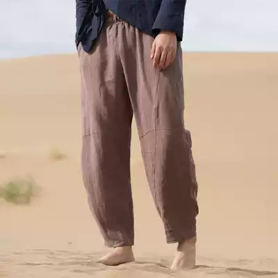 Martial arts clothing Hanfu men's ancient style cotton and linen casual pants traditional residence clothes Zen Xianxia Gongzi costume trousers