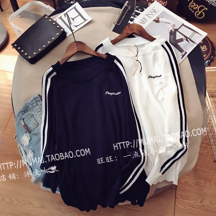 Mu Mai nữ 2018 mùa thu mới áo len dài tay rộng cổ tròn áo thun nữ phiên bản Hàn Quốc của áo sơ mi mỏng áo nữ cao cấp