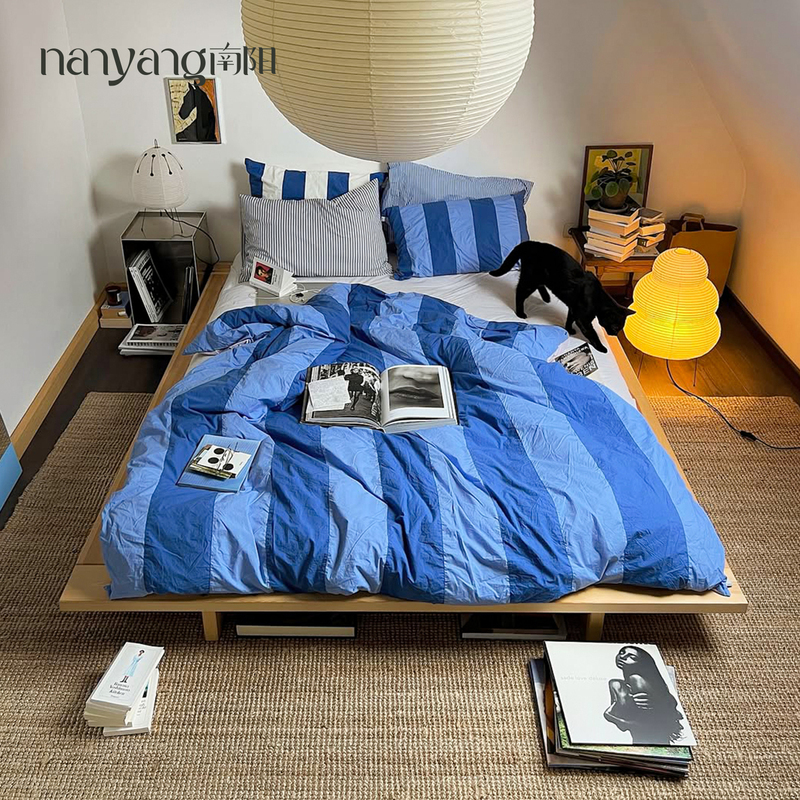 Solid Wood Bed Without Headboard for Small Apartment Double Bedroom 1.8m Nordic Floor-Standing Simple Tatami Bed Frame Platform Bed Solid Wood Bed Without Headboard for Small Apartment Double Bedroom 1.8m Nordic Floor-Standing Simple Tatami Bed Frame Platform Bed