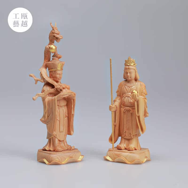 工芸品 仏像木彫り 四天王広目天 夏永真 屋久杉細密彫刻 四天王立像