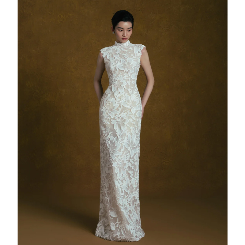 French Retro Lace Light Wedding Dress Bride White Engagement Dress Evening Dress Wedding Morning Photo Shoot Cheongsam Toast Dress French Retro Lace Light Wedding Dress Bride White Engagement Dress Evening Dress Wedding Morning Photo Shoot Cheongsam Toast Dress