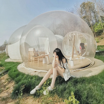  Inflatable net red bubble house Outdoor camping Starry sky bed and breakfast Scenic resort holiday house Villa Hotel dining transparent tent