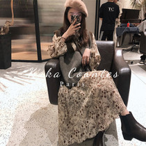 Sandro Moscoloni spring new retro long fur coat with dress and dress with loose and thin two sets