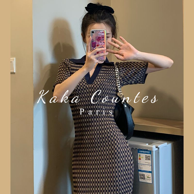 Sandro Mocoloni Herbenwind polo knit for women 2022 summer new cashew slim long dress