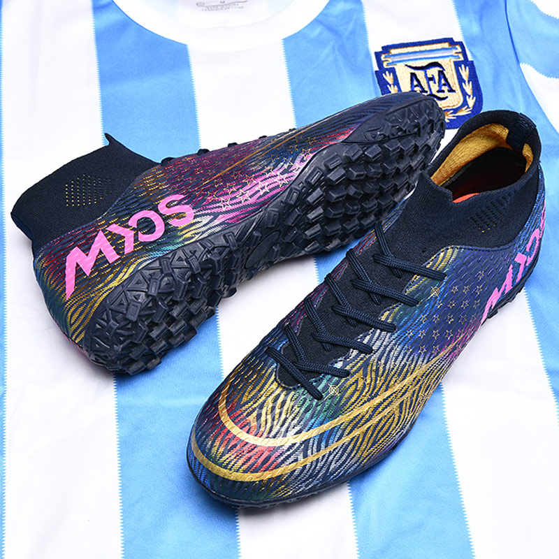 Soccer shoes male Ronaldo mandarin duck large size AG long nails boys broken nails TF non-slip elementary school children training shoes high tube