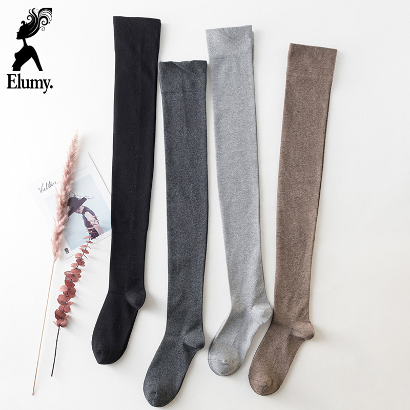 Autumn and winter over-the-knee socks women's stockings trendy warm and thin high stockings Japanese Korean version of black half-barrel pile socks
