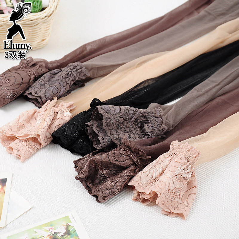 Ultra-thin silk socks children over knee socks lace lace lace black silicone anti-slip lace socks sexy interesting