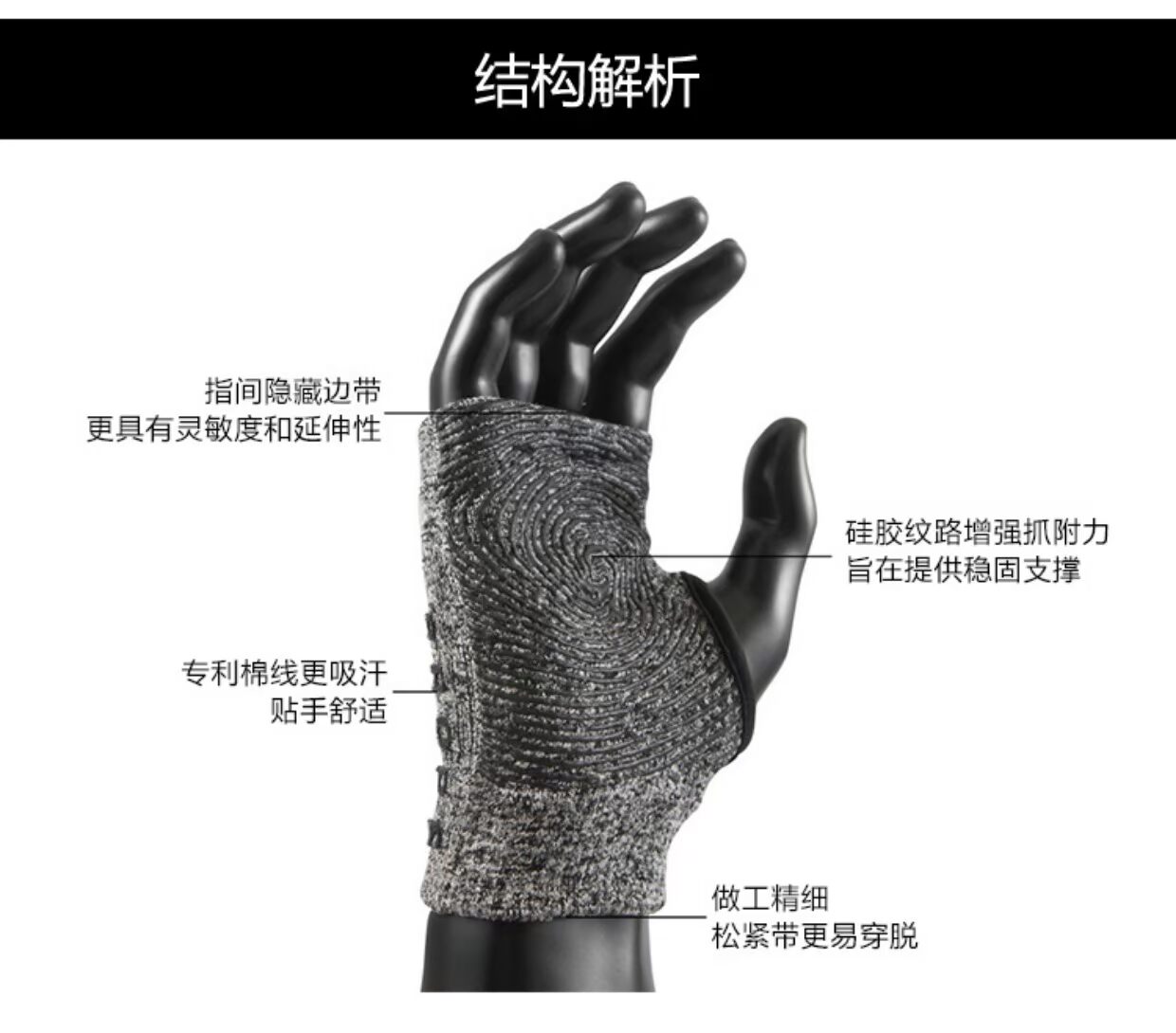 Găng tay thể thao PROPS Thiết bị tập thể dục yoga thoáng khí găng tay chống nắng xỏ ngón nam