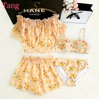 Đồ bơi nữ Boxer Split Bikini Bộ ngực nhỏ bốn mảnh Thu thập suối nước nóng kỳ nghỉ Đồ bơi trắng Hàn Quốc - Bikinis đồ bơi bikini