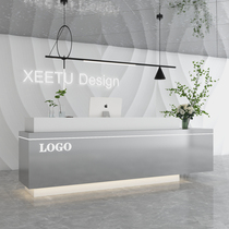 Simple modern company beauty salon stainless steel front desk reception desk clothing shop barber shop light luxury bar cashier
