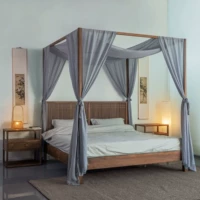 Elm mới Trung Quốc gỗ rắn giường đôi phòng ngủ chính phòng ngủ đơn giản 1,8 m tán giường cũ elm giường đăng nhập đồ nội thất - Giường giường khách sạn