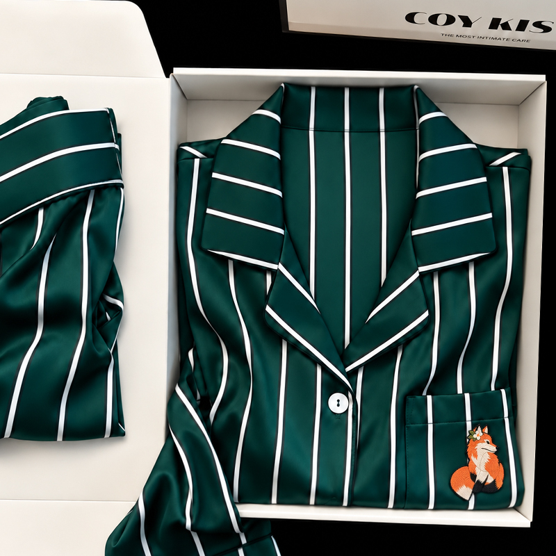 Coy Kiss Celebrity Style Silk Pajamas for Women 2026 New Autumn High-End Striped Couple's Men's Loungewear Coy Kiss Celebrity Style Silk Pajamas for Women 2026 New Autumn High-End Striped Couple's Men's Loungewear