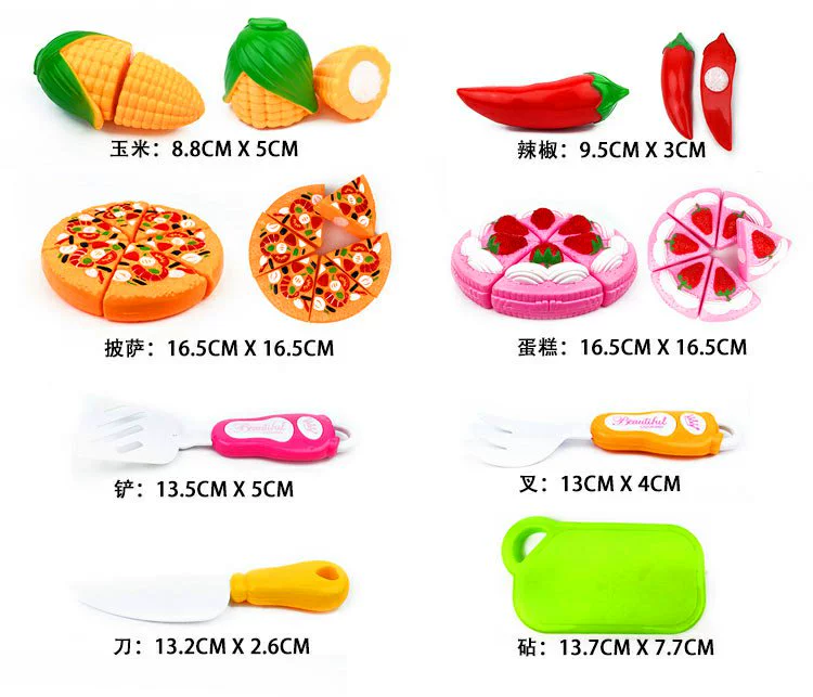 Trẻ em chơi nhà đồ chơi đặt bánh pizza nhà bếp rau cắt để xem bé cắt trái cây đồ chơi âm nhạc - Phòng bếp chảo