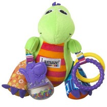 American LAMAZE ultra-Q green small dinosaur doll lathe hanging sound paper rocking bell ring tag tooth gum