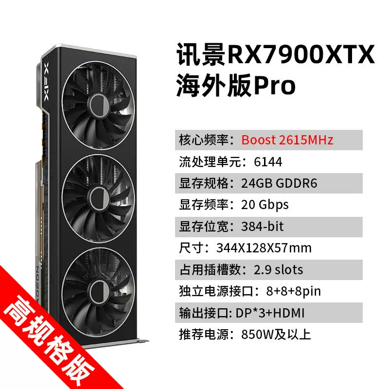 [618 Большая Распродажа] XFX RX7900XTX 24GB Overseas Version Pro Gaming Independent Graphics Card New Work Package