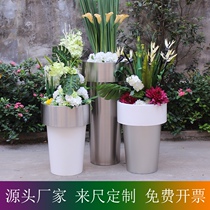Sub Warhead Floral Stainless Steel Flower Pot Mall Decorated Round Cylindrical Room Rental Pendulum Custom Baking Varnish