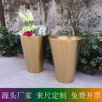 Large landing stainless steel pot titanium cone square flower box round flower mantle garden landscape