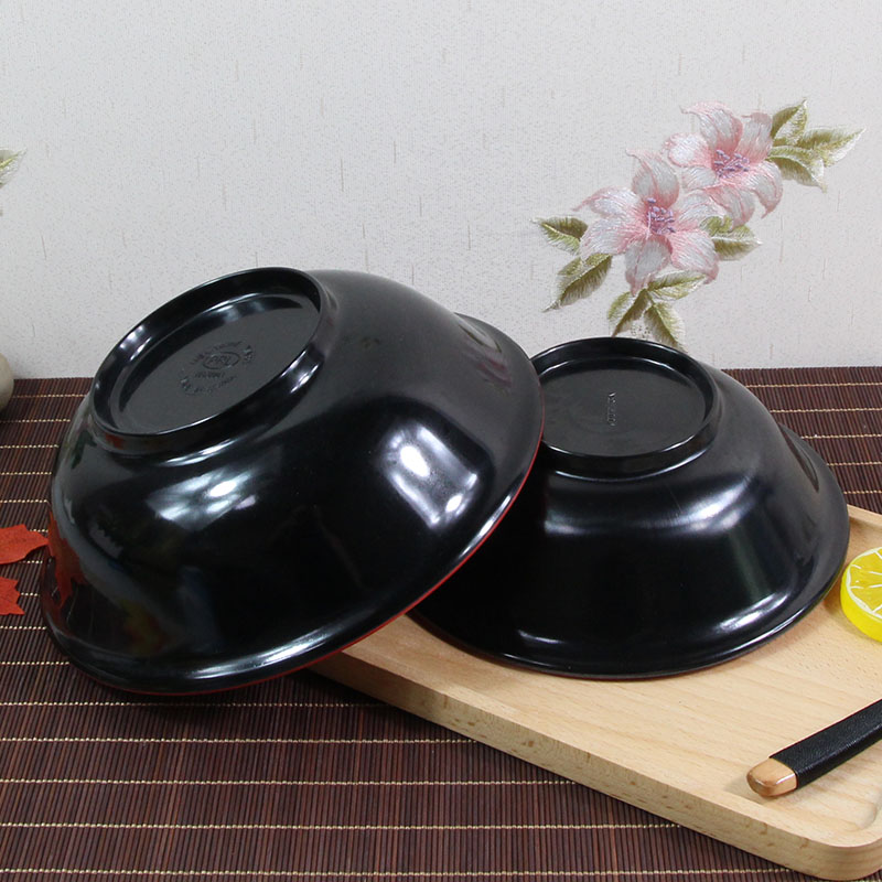 Melamine giả sứ nhà hàng đồ ăn gia dụng đồ ăn cá súp cháo cơm bát mì cay nóng ramen đỏ đen miệng lớn - Đồ ăn tối khay inox đựng thức ăn