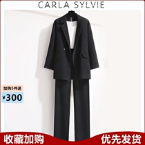 2021 spring new jacket womens small suit suit pants fashion Western style thin wide-leg pants two-piece women