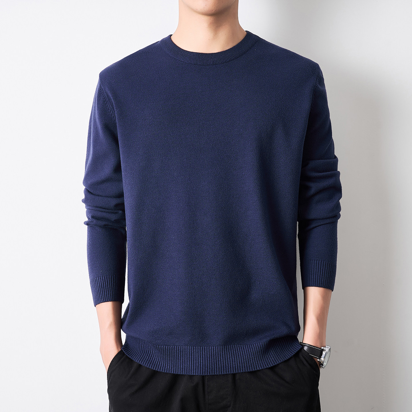 メンズ 2025年秋冬新作 ゆったりフィット カジュアル 長袖 クルーネック 暖かい 万能 学生向け 高級セーター