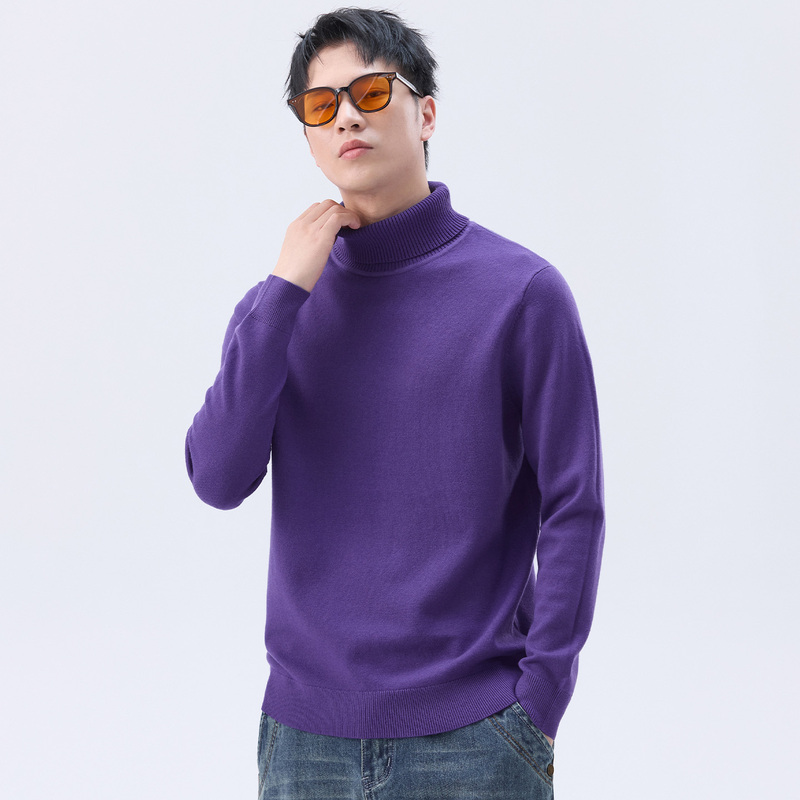 Knitted Sweater Unisex Base Layer 2025 Autumn and Winter Solid Color Basic High-End Fashion Turtleneck Sweater Trendy