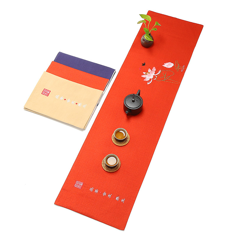 Embroidery table Flag Chinese cotton linen tea table Tea XI Classical Dining Mat Table Mat Cloth Art Tea Flag Mat Tea Cloth Cushion
