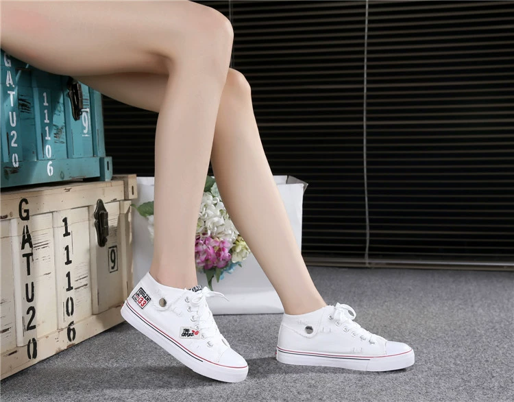 Giày vải nữ hoang dã 2018 phiên bản Hàn Quốc bằng phẳng với giày thể thao mùa thu học sinh trung học dưới đáy giày thoáng khí thủy triều giày sneaker nữ hot trend 2021