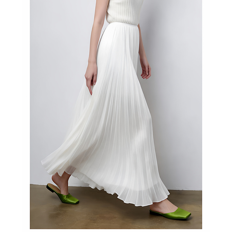 Early Spring Vibe, Large Flared Umbrella Skirt, Chiffon Texture, Floor-Length Half Skirt, Large Flared Skirt, Pleated Fairy Half Skirt