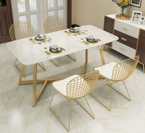 Nordic ins marble dining table rectangular dining table and chairs combined modern minima small family dining table for home