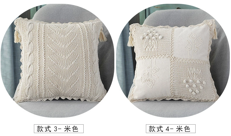 Hoa Đường Phố Số 5 Gối Đệm Handmade Crochet Hook Bông Dòng Đan Hollow Phòng Khách Sofa Lại Pad với Lõi