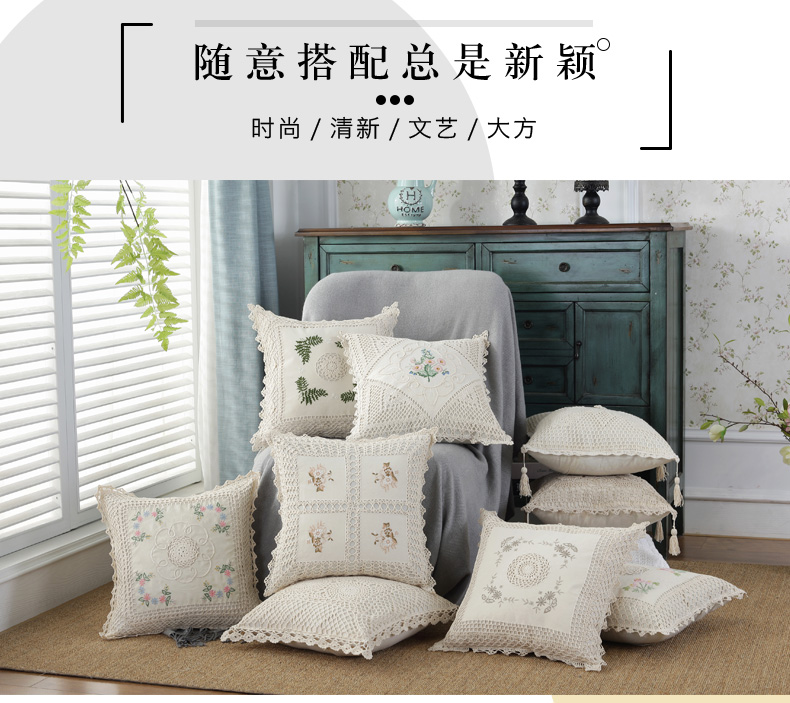 Hoa Đường Phố Số 5 Handmade Crochet Hook Bông Dòng Openwork Braided Vintage Gối Sofa Cushion Cover với Lõi gối tựa lưng ghế văn phòng