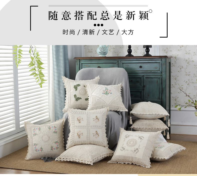 Hoa Đường Phố Số 5 Handmade Crochet Hook Bông Dòng Openwork Braided Vintage Gối Sofa Cushion Cover với Lõi