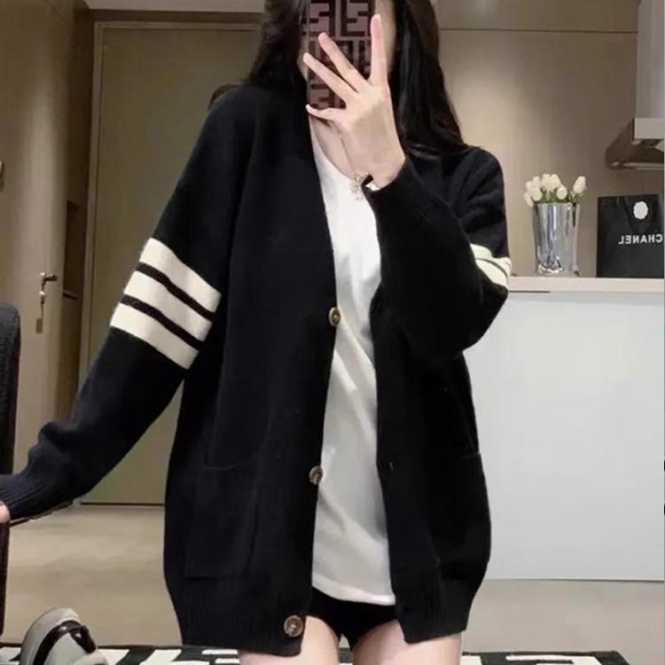 Plus Size Women's Clothing 2026 New Style Fat Girl Sweater Cardigan Jacket College Style Loose Mid-Length Knitted Top Trendy