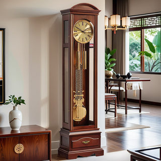 New Chinese-Style Floor Clock for Living Room, German Heimler European-Style Simple Retro Villa Large Clock, Mechanical American-Style Pendulum Clock