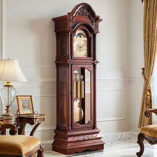 German Hemler European-Style Floor Clock Living Room Chinese-Style Retro Vertical Villa Large Pendulum Clock Solid Wood Mechanical Large Clock