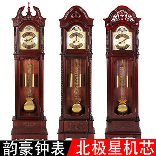 European-Style Villa Luxury Standing Clock Living Room Chinese-Style Retro Table Clock Solid Wood Mechanical Clock Vintage Floor Clock Pendulum Clock