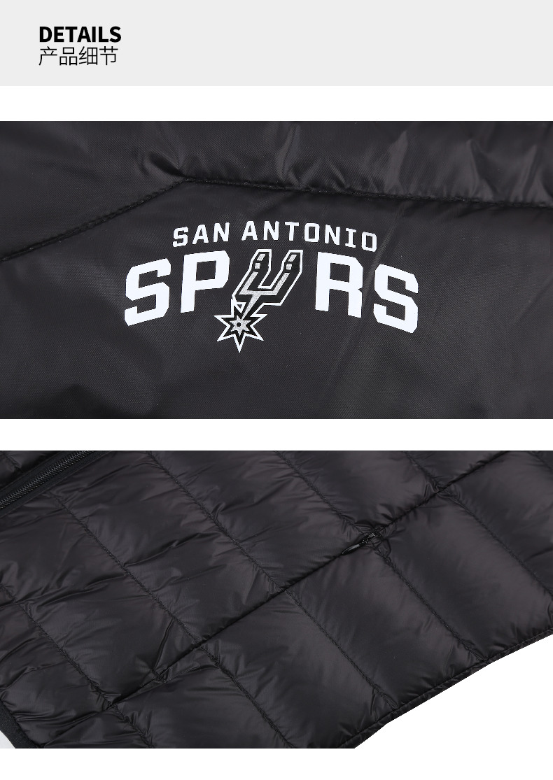 NBA Spurs Knight Clippers Team Áo khoác thể thao Nhẹ xuống áo khoác đen áo phao lining nam