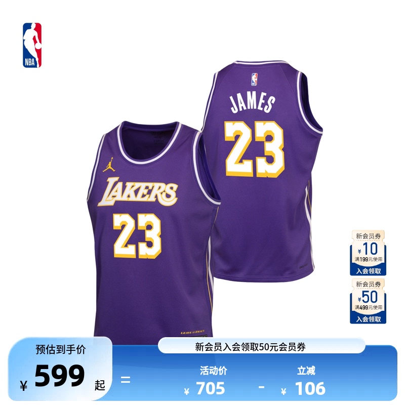 Nike/Nike Official Nba Big Boys' Los Angeles Lakers Lebron James Quick-Drying Basketball Jersey