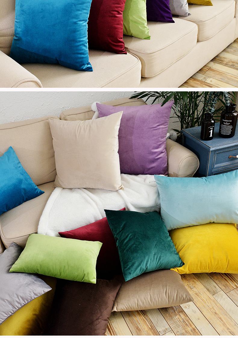 Màu sắc rắn nhung gối sofa phòng khách gối giường đệm ghế tựa lưng xe eo gối Chăn văn phòng Canifa