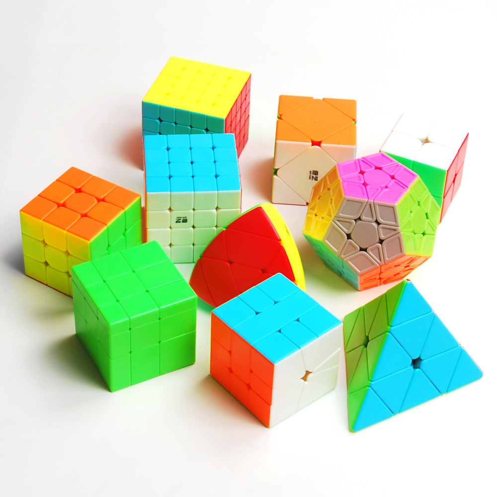 Qiyi Alien Rubik's Cube Set Full Pyramid Mirror Five Rubik's Cube Oblique Turn SQ1 Glutinous Rice Rubik's Cube Solid Color Smooth