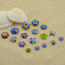 Cloisonne torso flower cap 6-10mm enamel blue septum bead DIY bracelet necklace accessories material