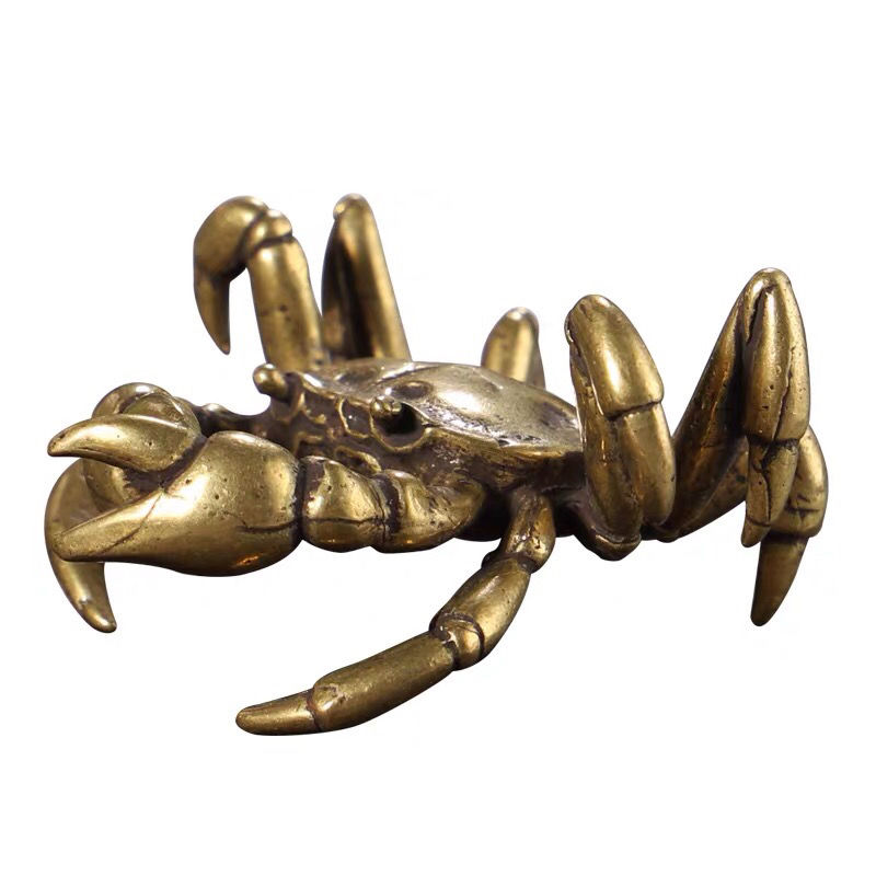 Solid pure brass crab ancient playing tea spotting piece imitation ancient craft gift pendulum decoration ancient bronze ware decoration collection manufacturer