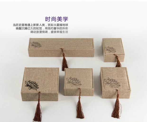 Vải lanh trang sức lưu trữ hộp hạt vòng tay vòng tay hộp mặt dây chuyền vòng cổ hộp hộp nhẫn tùy chỉnh - Vòng đeo tay Cuff vòng cẩm thạch bọc vàng