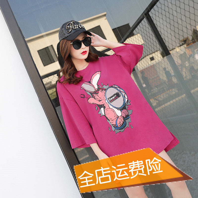 Pure Cotton Gestational Woman Dress Summer Dress 2020 New Large Size Medium Long Version Short Sleeve T-shirt Summer Foreign Dress Easy Blouse Tide